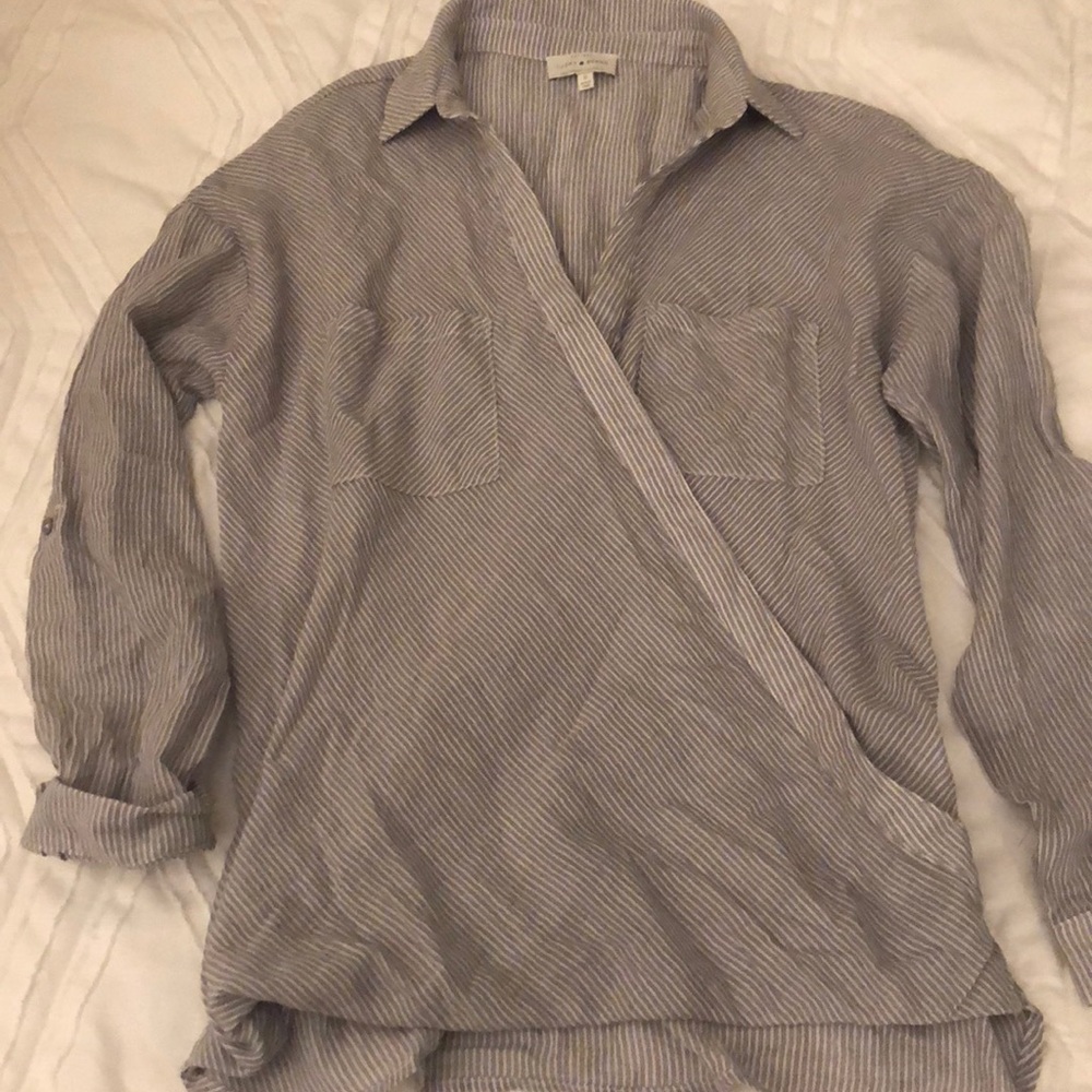 Lucky Brand striped cotton blouse. Never worn!